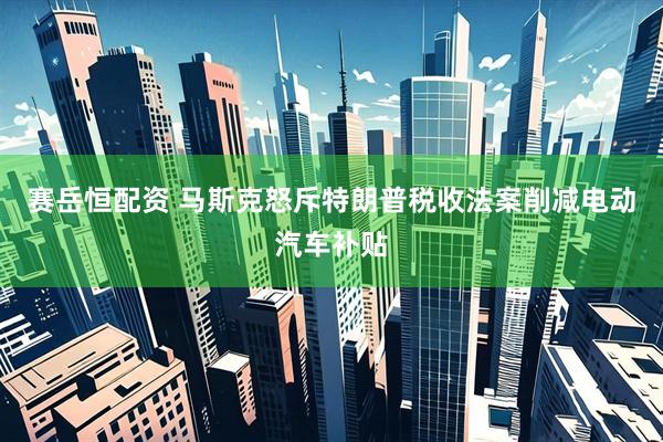 赛岳恒配资 马斯克怒斥特朗普税收法案削减电动汽车补贴