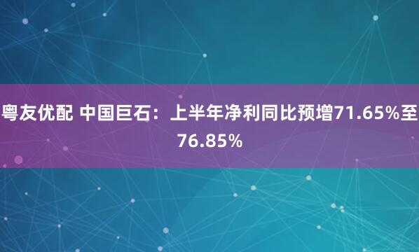 粤友优配 中国巨石：上半年净利同比预增71.65%至76.85%