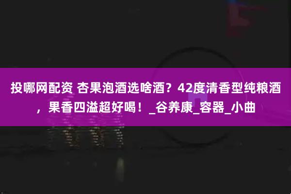 投哪网配资 杏果泡酒选啥酒？42度清香型纯粮酒，果香四溢超好喝！_谷养康_容器_小曲