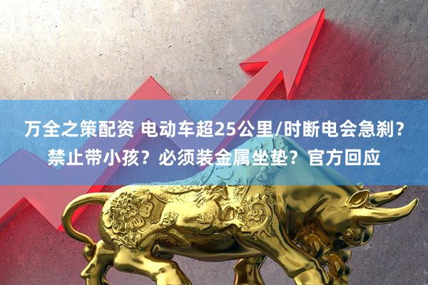 万全之策配资 电动车超25公里/时断电会急刹？禁止带小孩？必须装金属坐垫？官方回应